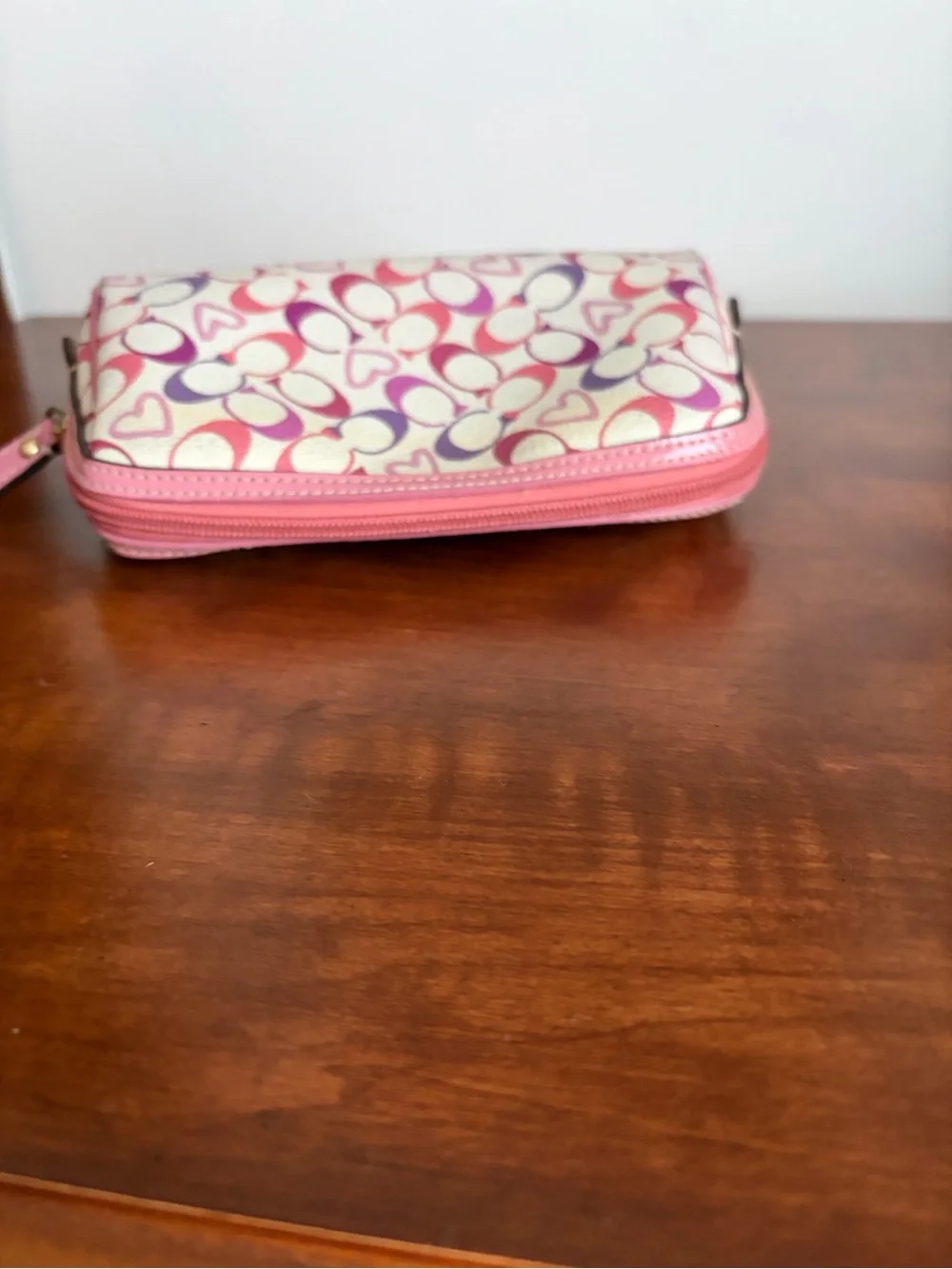 Coach Pink & Purple Heart Signature Cosmetic Pouch *READ*